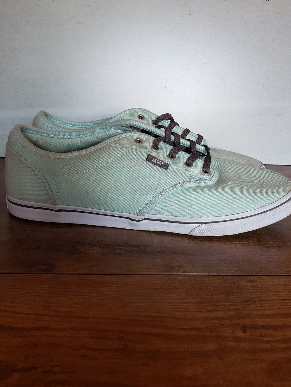 Vans Authentic Lowpro Shoe in mint color with dark gray laces